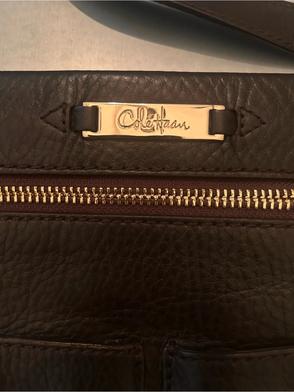 Cole Haan Brown Leather Crossbody with Front Pockets